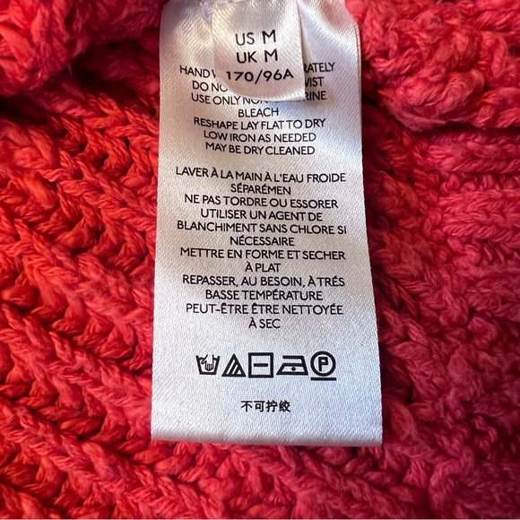 Free People Long Sleeve Bright Orange Red Sweater Women Medium GUC - Picture 4 of 5